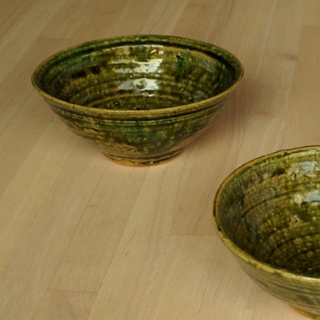 松村英治 飴緑釉六寸段皿 画像